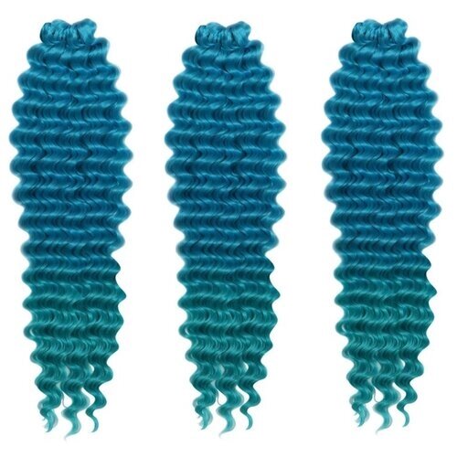 Queen Fair пряди из искусственных волос Голливуд афролоканы двухцветные, голубой/изумрудный