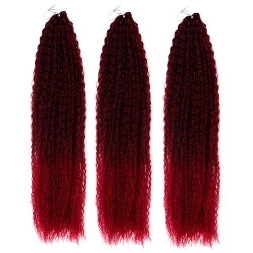 Queen Fair пряди из искусственных волос Самба афролоконы двуцветные, бордовый/темно-бордовый