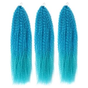 Queen Fair пряди из искусственных волос Самба афролоконы двуцветные, синий/ультрамарин