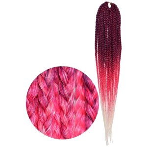 Queen Fair пряди из искусственных волос SIM-BRAIDS афрокосы трехцветные, розовый/фиолетовый/белый FR-25, размер 58-60 см