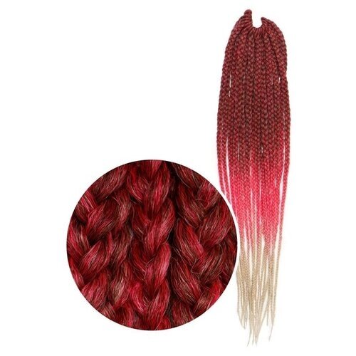 Queen Fair пряди из искусственных волос SIM-BRAIDS афрокосы трехцветные, русый/розовый/белый FR-22, размер 58-60 см