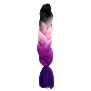 Queen Fair пряди из искусственных волос Zumba четырёхцветный, чёрный/светло-розовый/фиолетовый/тёмно-фиолетовый