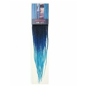 Queen fair SIM-BRAIDS Афрокосы, 60 см, 18 прядей (CE), цвет чёрный/синий/голубой (FR-34)