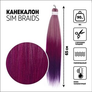 Queen fair SIM-BRAIDS Канекалон трёхцветный, гофрированный, 65 см, 90 гр, цвет фиолетовый/сиреневый/пепельный (FR-27)