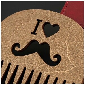 Расческа деревянная "Я люблю усы", тип 2, 10 шт.