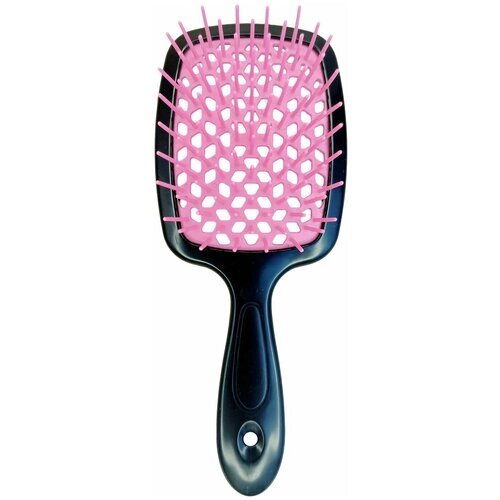Расческа для волос массажная, продувная, для укладки феном мокрых и сухих волос, розовая