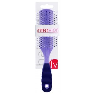 Расческа для волос прямоугольная густая с резиновой ручкой Inter-Vion