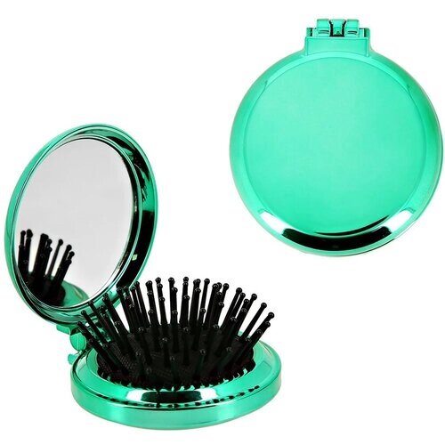 Расческа для волос с зеркалом LADY PINK зеленая
