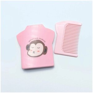 Расческа-гребень для волос детская, массажная с зеркалом, цвет розовый, 1 набор