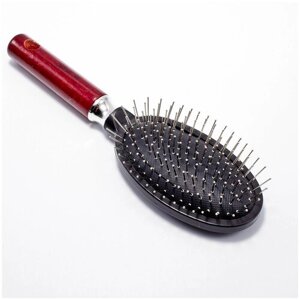 Расческа щетка для волос, цвет черный с красной ручкой, длина 23 см, 1 шт.
