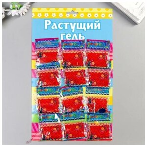 Растущий гель однотонный "Красный" набор 12 пакетов на блистере 5 гр 28х17 см