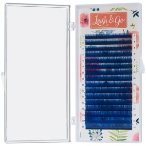 Ресницы Цветные Lash&Go (Лэш енд гоу) Синий 16 линий 0,07/D/7-14 mm