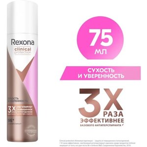 Rexona Clinical Protection антиперспирант аэрозоль Сухость и Уверенность, защита 96 часов, 75 мл