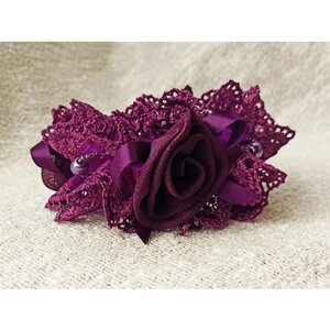 Резинка для волос фиолетовая с розой на пучок умбаmix