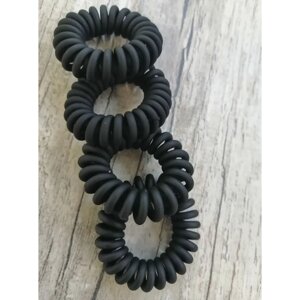 Резинки для волос "спиральки" и "пружинки" в матовые черные 4 штуки