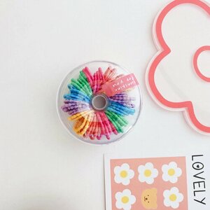 Резиночки для волос "Разноцветный пончик", комплект 60 штук, набор разноцветный, коробочка для хранения, для детей