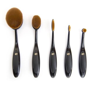 Rio Набор кистей Essential Microfibre Professional Oval Cosmetic Brush Collection, 5 шт. черный