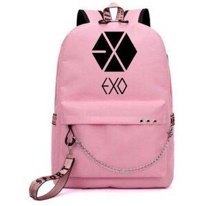 Рюкзак EXO розовый с цепью №4