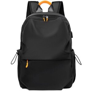 Рюкзак молодёжный, для учебы, работы, ноутбука, школьный с USB портом RAMMAX. IT'S MY STYLE RKZ-26/черный_orange