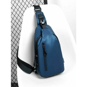 Рюкзак молодежный, спортивный, однолямочный, слинг CityFOX, Looks of the City RK-sling-12-USB/синий