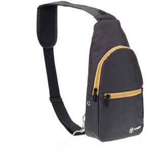 Рюкзак TORBER с одним плечевым ремнем, чёрный/бежевый, полиэстер 300D, T062-BEI