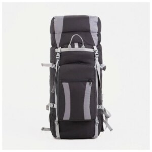 Рюкзак туристический, 100 л, отдел на шнурке, наружный карман, 2 боковые сетки, цвет чёрный/серый