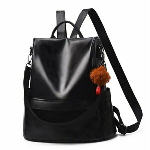 Рюкзак женский BOTTONCINI из экокожи, черный, р-р р-р 32х33х15 см