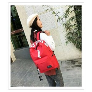 Рюкзак женский городской, для девочек, повседневный, текстильный, красный