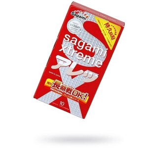 Sagami Утолщенные презервативы Sagami Xtreme Feel Long с точками - 10 шт.