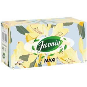 Салфетка бумажная JASMIN косметическая 2-сл 200 шт/уп MAXI белая в коробке