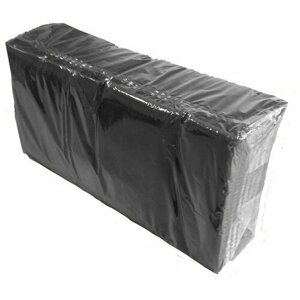 Салфетки бумажные 2-слойные 33х33 см черные 200 штук в упаковке, 756875