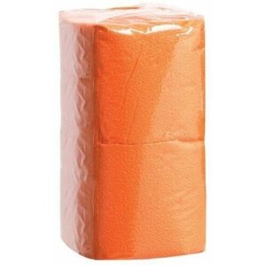 Салфетки бумажные 24х24см 1-слойные упаковка 400шт целлюлоза интенсив оранжевый, 2 упаковки