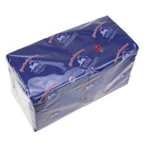 Салфетки бумажные 24х24см «Сыктывкарские», 2 слойные, 250 штук в упаковке, сырье - 100% целлюлоза, синий, насыщенный, в мягкой упаковке (Россия)