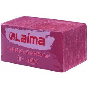 Салфетки бумажные 400 шт, 24х24 см, "Big Pack", бордовые, 100% целлюлоза, LAIMA, 114725