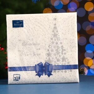 Салфетки бумажные "Art Bouquet" Подарок синяя лента, 3 слоя,33x33, 20 листов