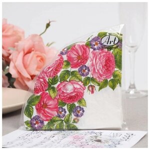 Салфетки бумажные "Art Bouquet" Розы, 3 слоя, 12 листов, d 32 7817490