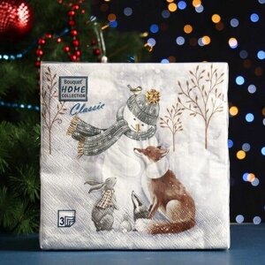 Салфетки бумажные "Collection Classic" Снеговик и его друзья, 3 слоя, 33x33, 20 шт