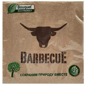 Салфетки бумажные eco-friendly Bouquet, Крафт “Barbecue” 1 упаковка по 25 штук, размер 33х33 сантиметра, 2-х слойные.