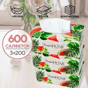 Салфетки бумажные Элара HOME 600 шт двухслойные 3 по 200 штук