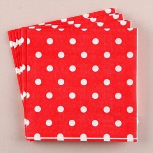 Салфетки бумажные Горох, набор 20 шт, 33х33 см, цвет красный