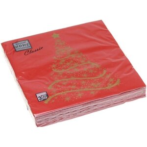 Салфетки бумажные Home Classic "Волшебная ель на красном", 3 слоя,33x33, 20 листов