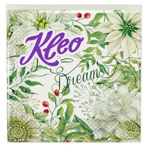Салфетки бумажные KLEO Белые цветы 3-слойные 33х33 см 40 шт (2 упаковки)