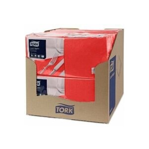 Салфетки бумажные, красные Tork 477210, двуслойные, 33х33 см, 10 пачек по 200 листов