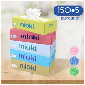 Салфетки бумажные MIOKI Однотонные, 150 шт. х 5 уп.