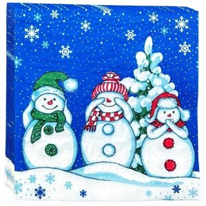 Салфетки бумажные новогодние " Мудрые снеговики "