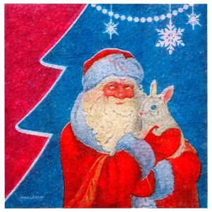 Салфетки бумажные однослойные Страна Карнавалия "Дед Мороз", 24х24 см, набор 100 штук