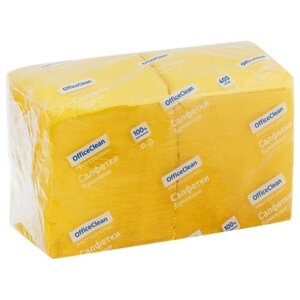 Салфетки бумажные OfficeClean Professional, 1-слойные, 24х24 см, желтые, 400 штук (290888)