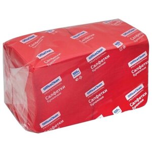 Салфетки бумажные OfficeClean Professional, "Profi Pack", 1-слойные, 24*24 см, красные, 400 штук (242340)