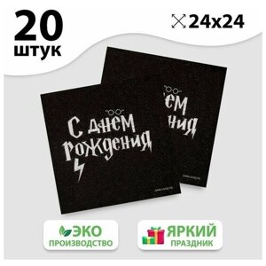 Салфетки бумажные С Днём Рождения, 24 х 24 см, 20 шт 1 упак.