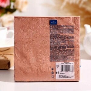 Салфетки бумажные Серо-коричневый Барокко, 33х33, 3 слоя, 16 листов
